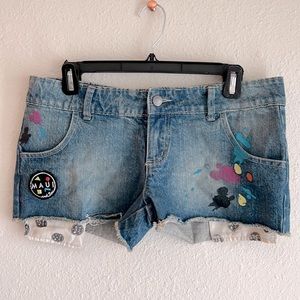 Maui and Sons PacSun Denim Shorts Paint Splash, juniors size 5